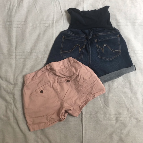 2 pairs maternity shorts XS pink and denim - Picture 2 of 5